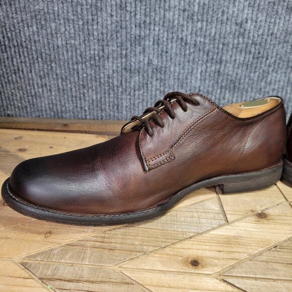 Frye John Frye - James - Men's 10.5 D Brown Plain Toe Lace Up Oxford Dress Shoes - Picture 5 of 12
